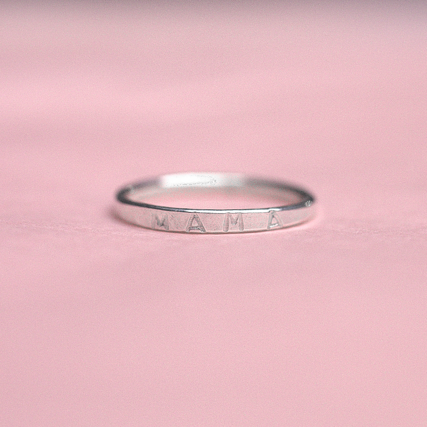 "Mama" Engraved Ring, Recycled Sterling Silver