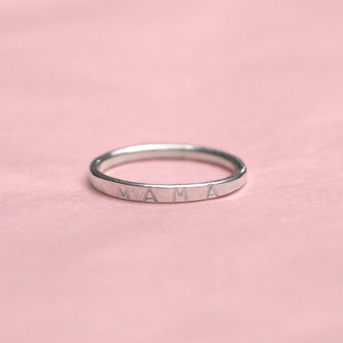 "Mama" Engraved Ring, Recycled Sterling Silver