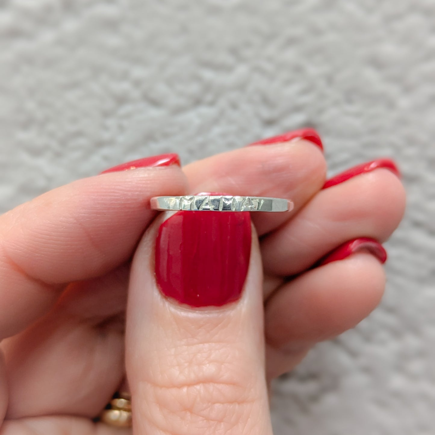 "Mama" Engraved Ring, Recycled Sterling Silver